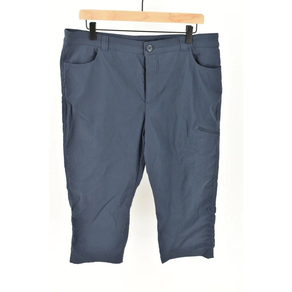 Eddie Bauer Tech Capri Pants Womens 14 Blue First Ascent Guide Water Resist